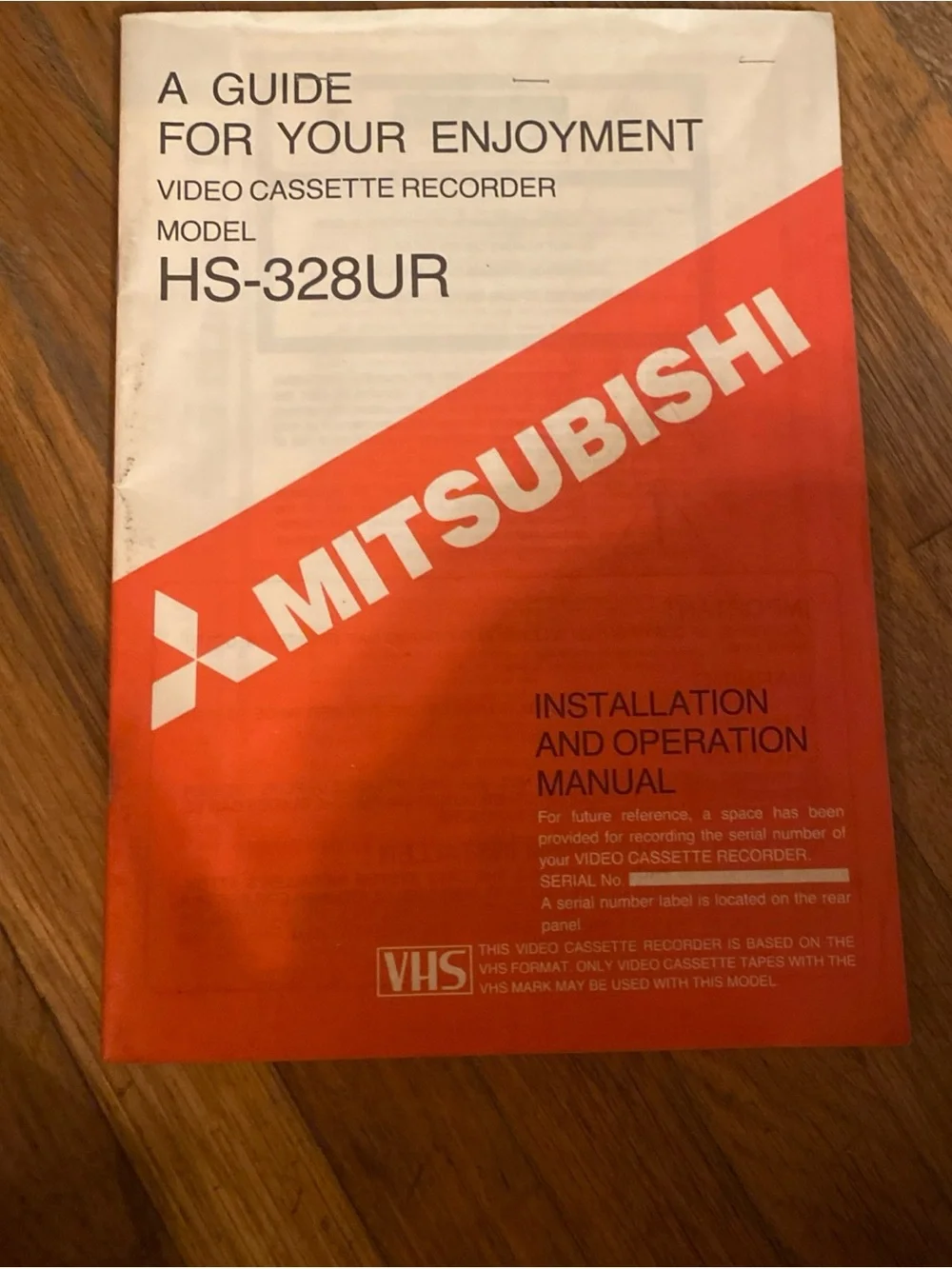 Mitsubishi HS-328UR VCR VHS For Parts Or * Repair W Original Manuel Eats Tapes